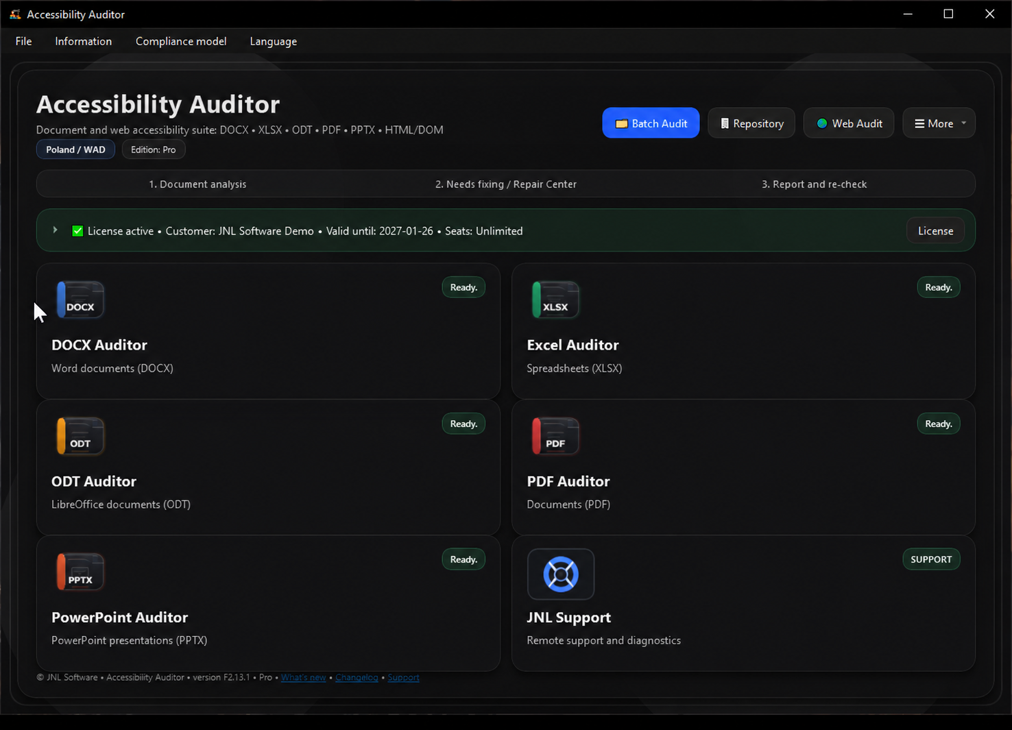 WCAG Auditor main screen
