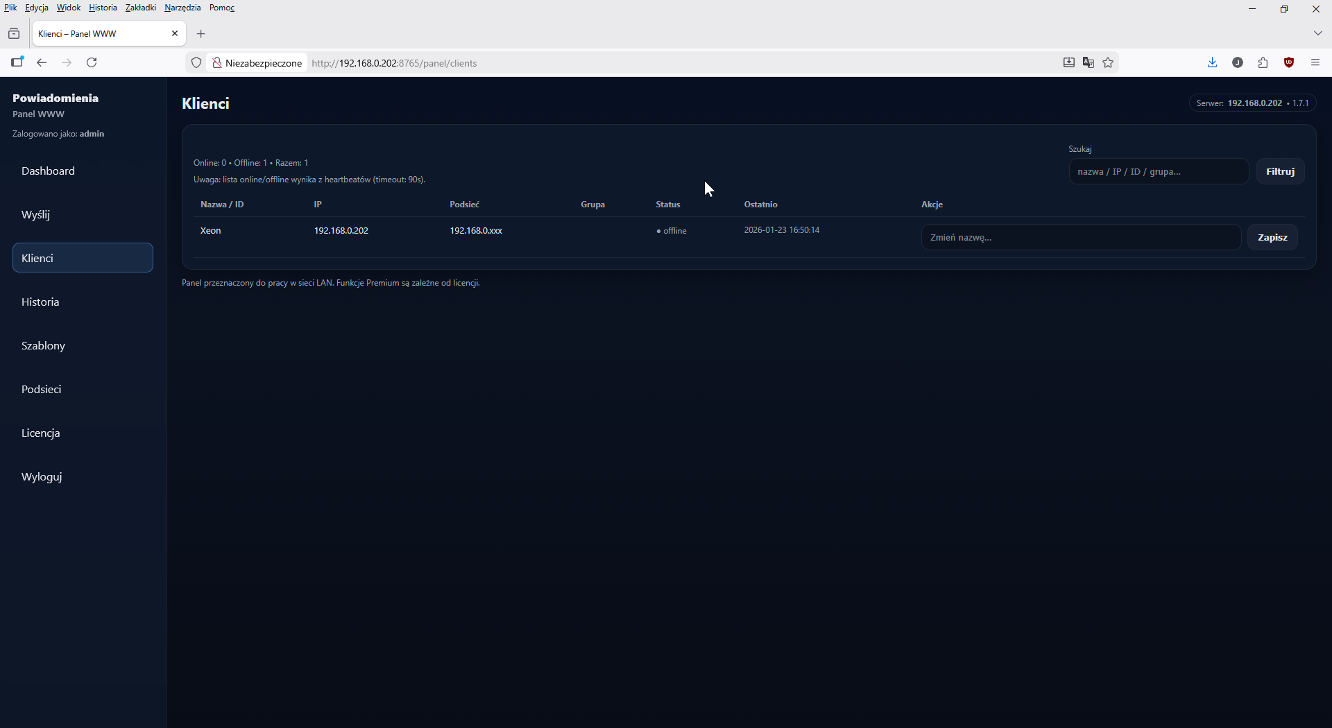 Panel WWW – klienci (placeholder)